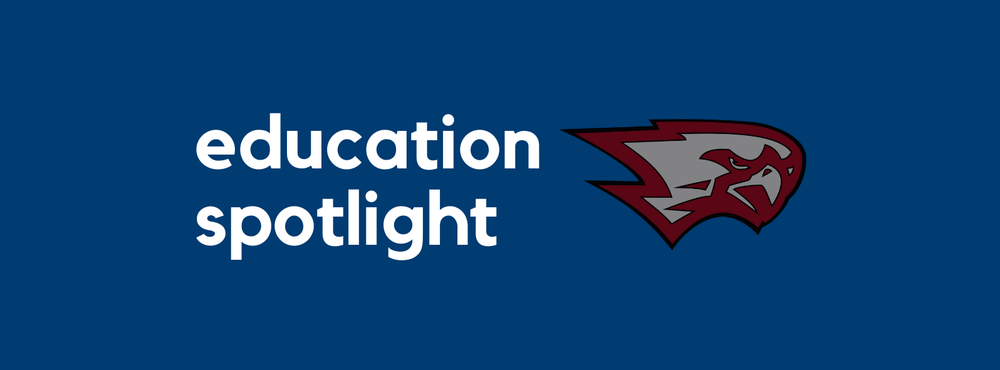 education spotlight with mapleton falcon mascot