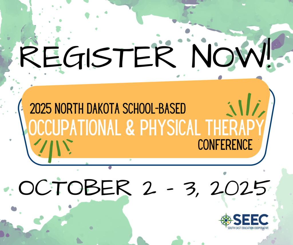 Register now! 2025 north dakota school-based occupational and physical therapy conference October 2-3 2025, south east education cooperative logo