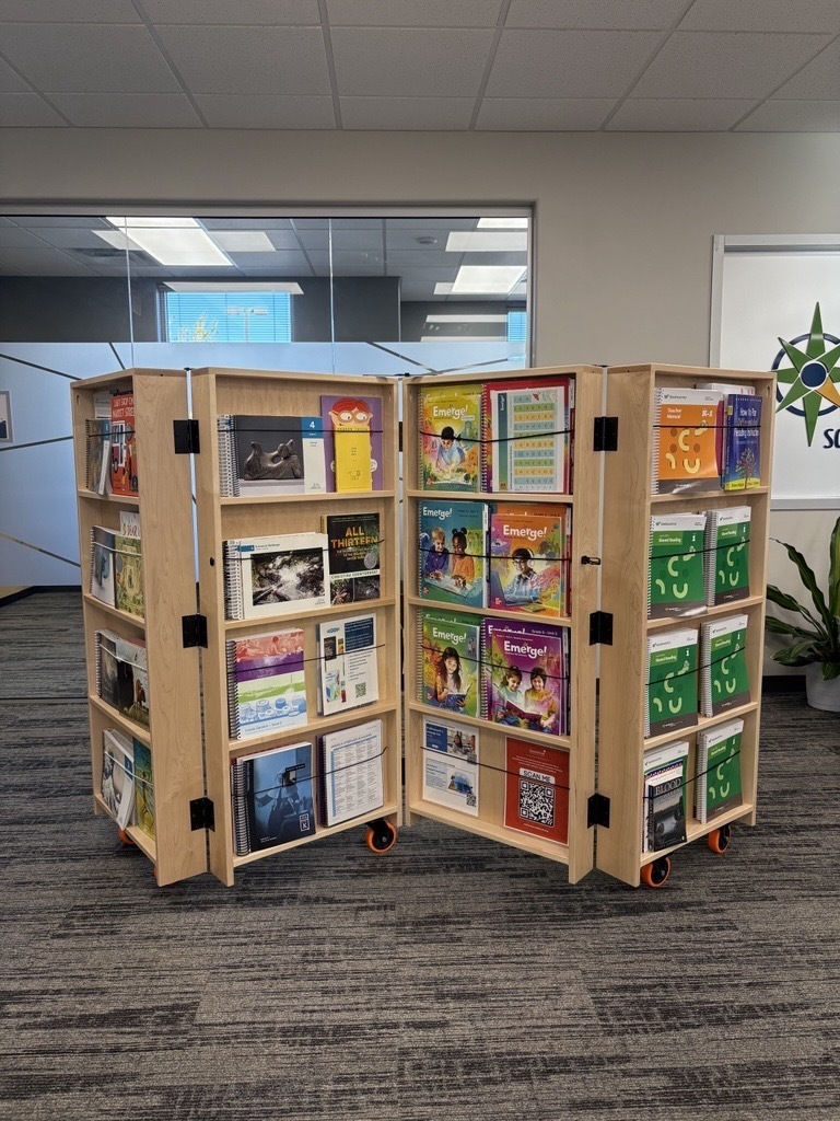 picture of books on a cart