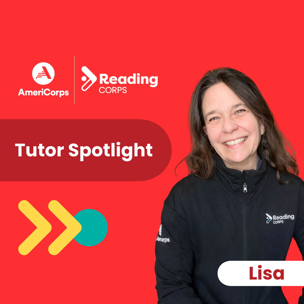 reading corps tutor spotlight with a picture of a woman named lisa
