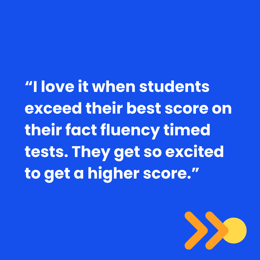 I love it when students exceed their best score on their fact fluency timed tests. They get so excited to get a higher score. 