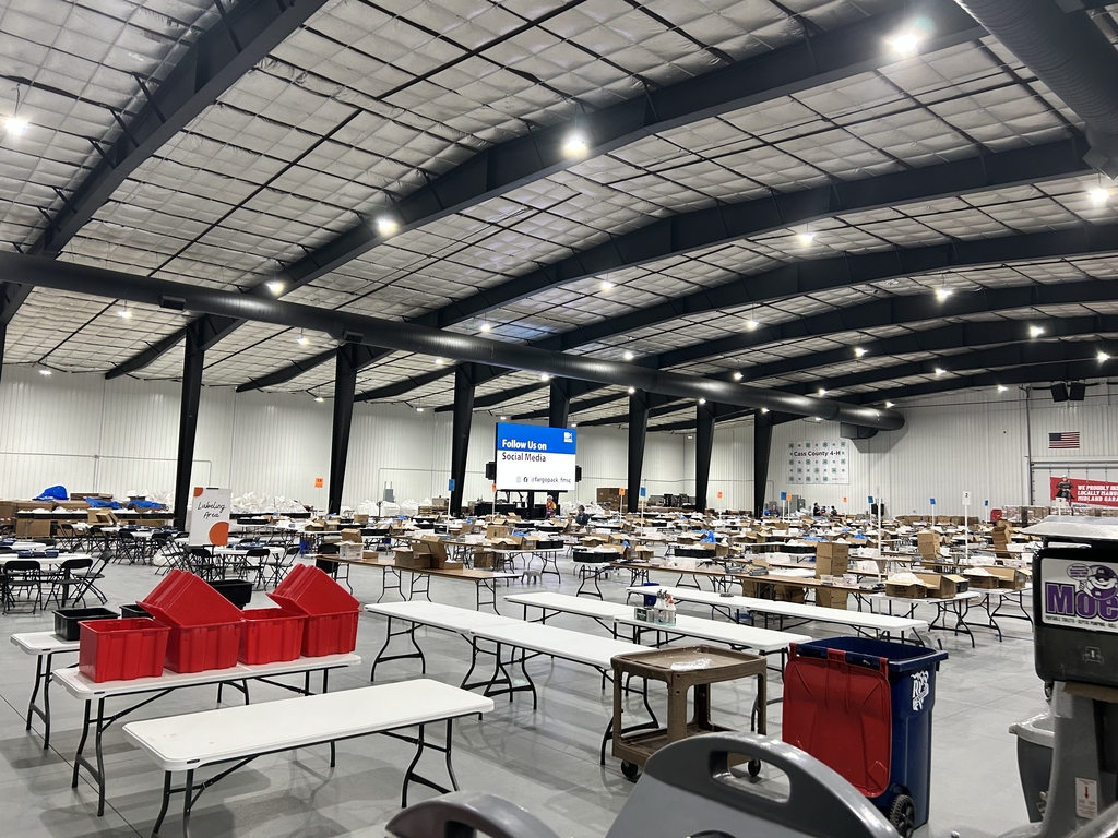 tables at food packing event