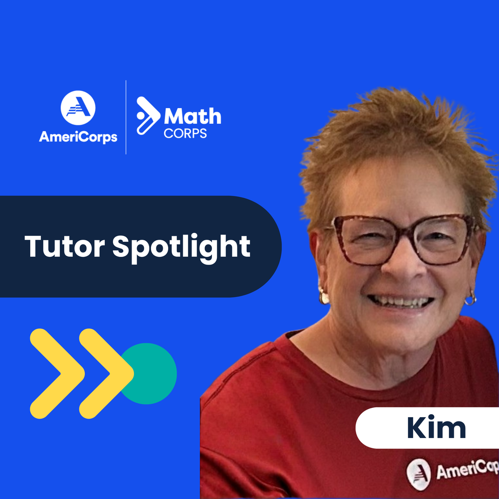 math corps tutor spotlight with a heashot of kim, a tutor