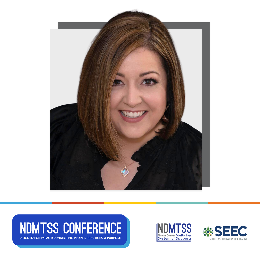 headshot of tricia mckale skyles presenter at the ndmtss conference aligned for impact: connecting people, practices, and purposes with north dakota multi tier system of supports and south east education cooperative logos
