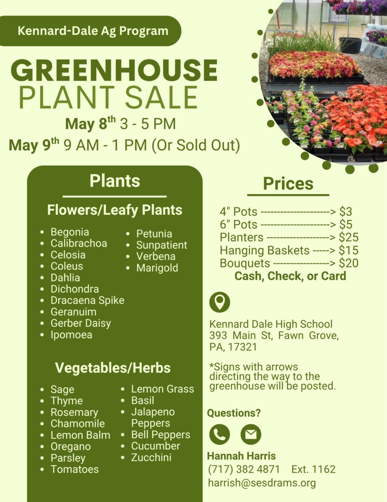 Flyer for the KDHS plant sale.