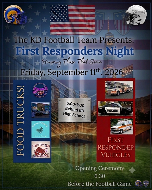 Flyer for first responders night at KDHS on 9/11/26.  Details are in the post.