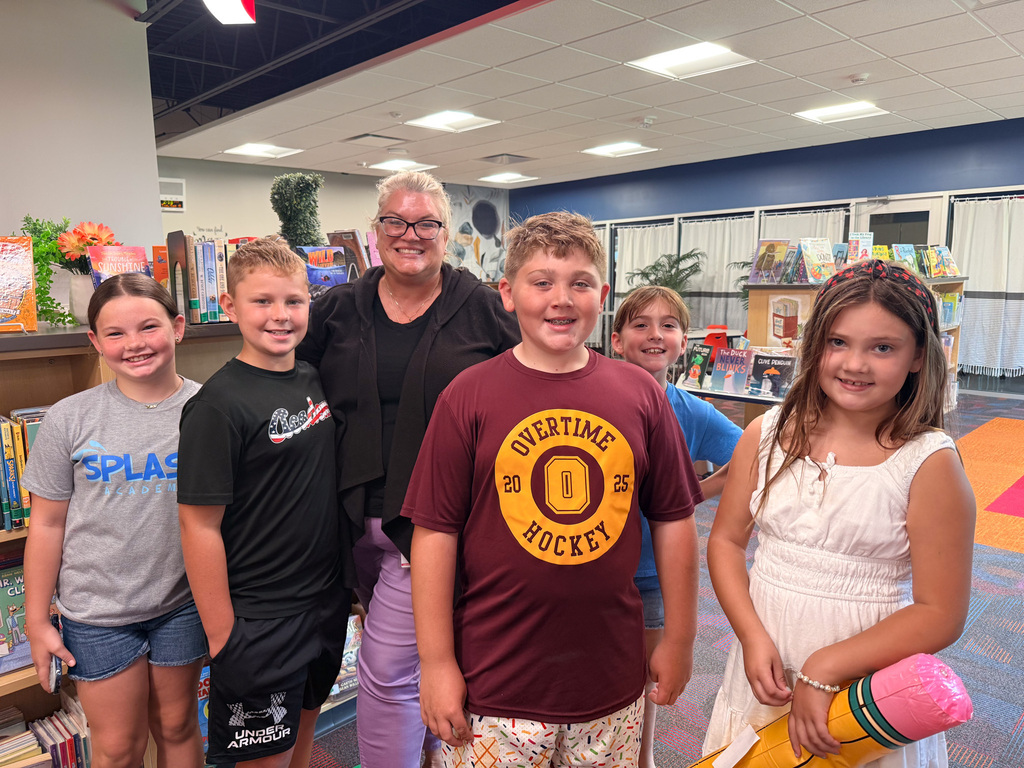 Six people in a library