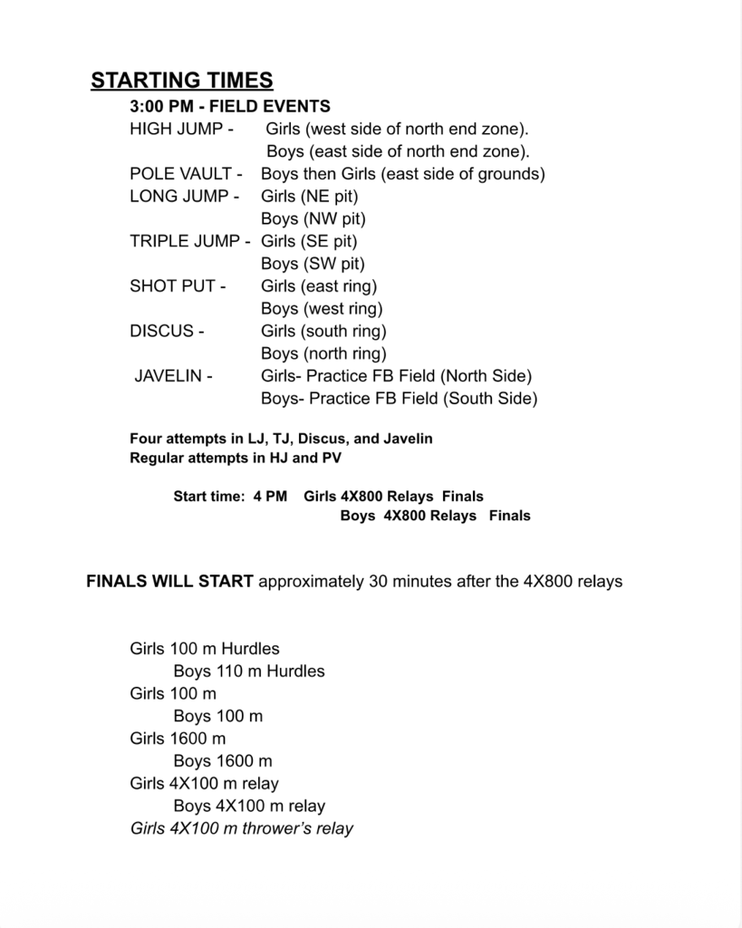 Revised Order of Events