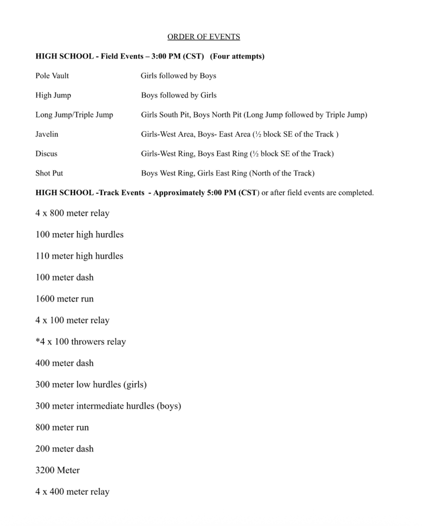 Order of events