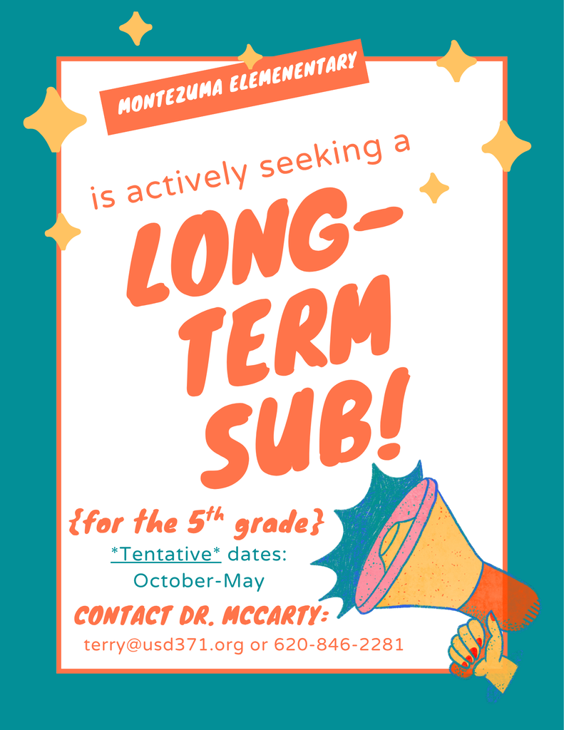 Flier seeking long-term substitute teacher position.