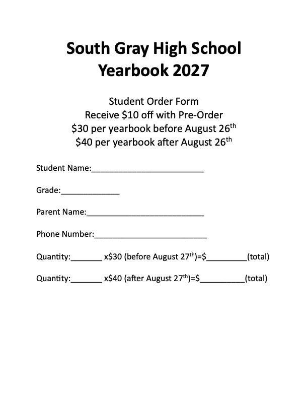 Yearbook Order Form