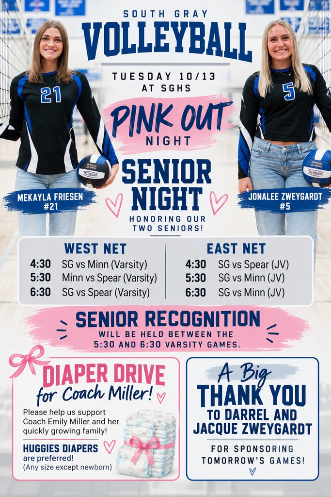SG Volleyball Senior Night and Pink Out