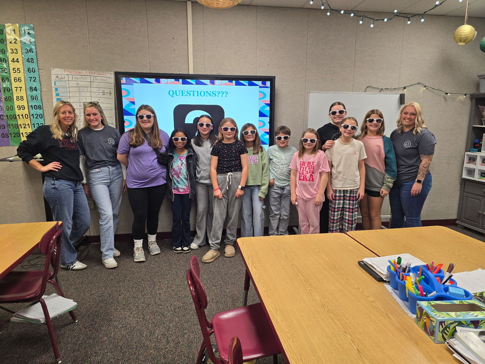 students in line in a classroom