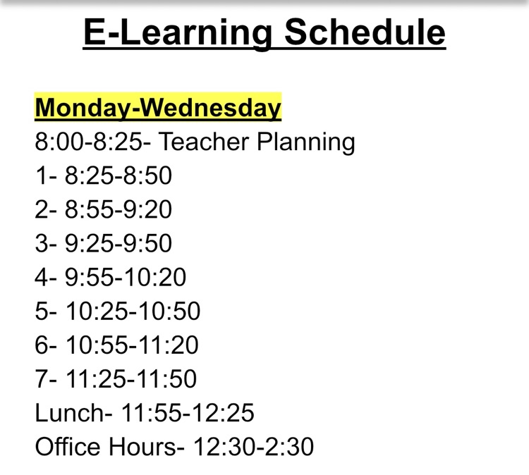 Wednesday Schedule