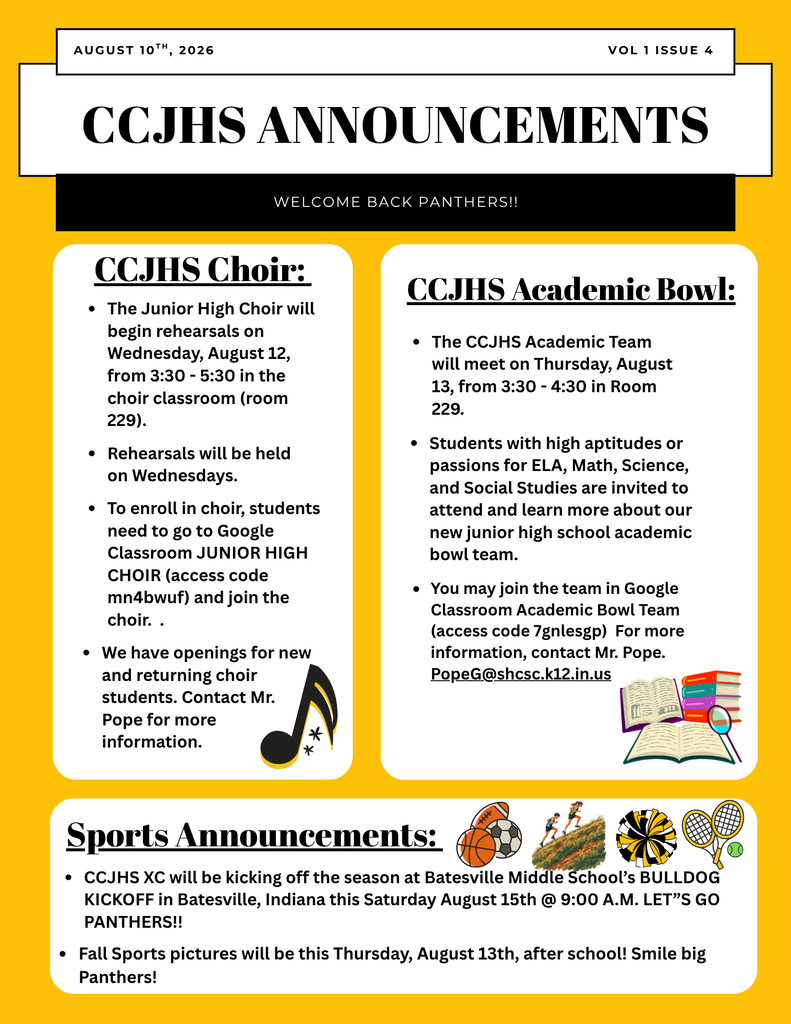 CCJHS Annoucements