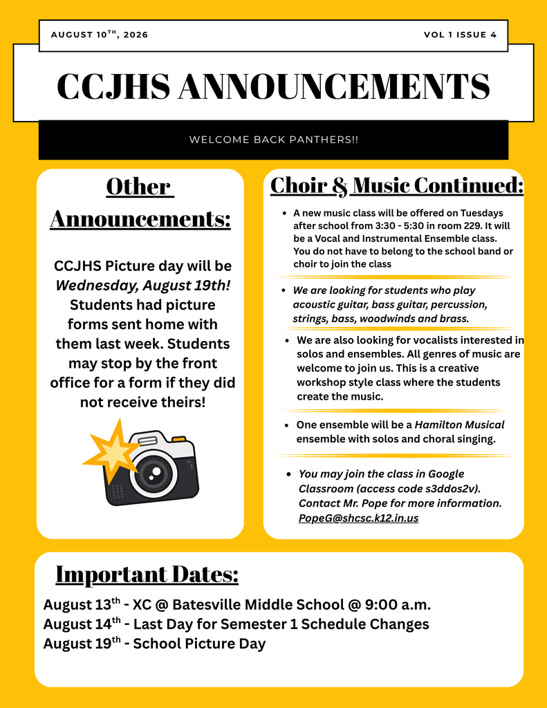 CCJHS Aug 14th DAily ANnouncements