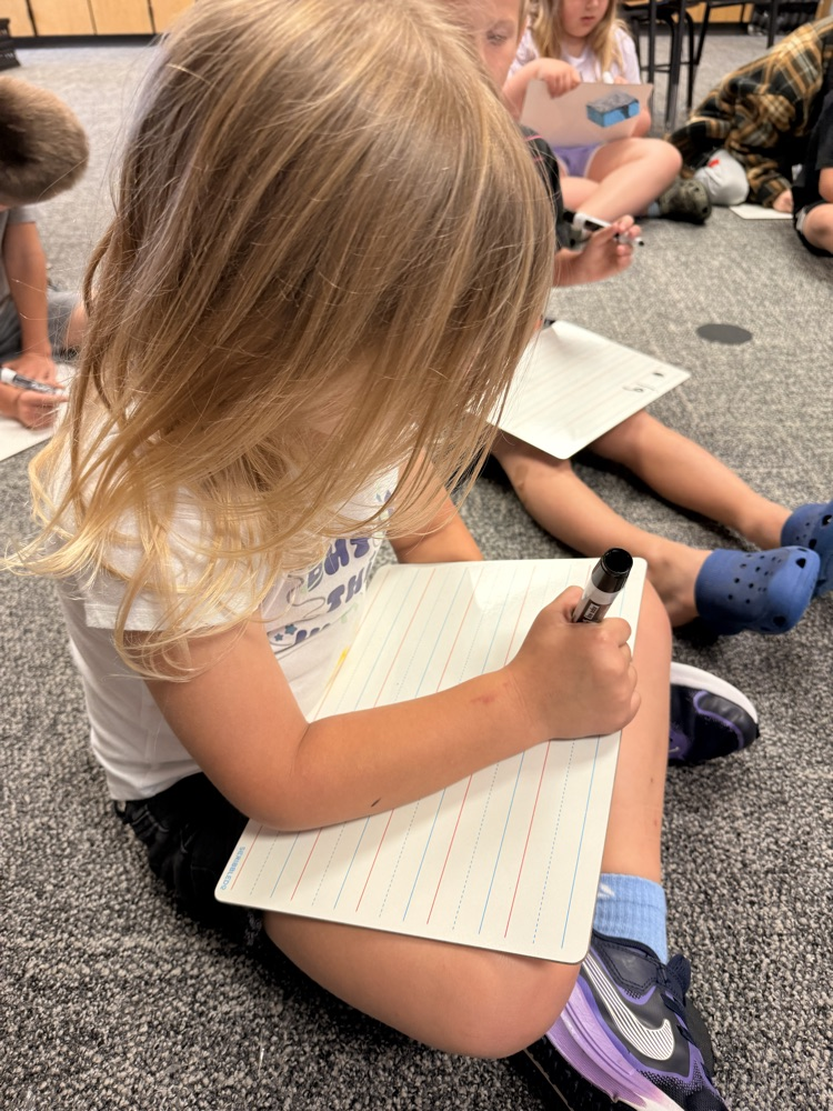 student using whiteboard