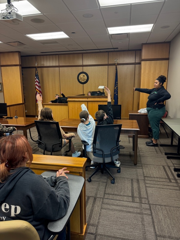 students in a classroom courtroom