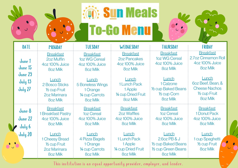 SFSP 2026 Menu