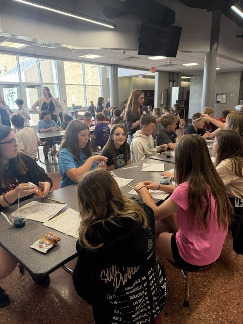 students sitting in the jr high cafeteria
