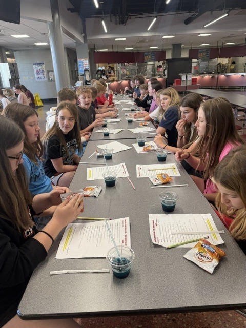 students sitting in the jr high cafeterai