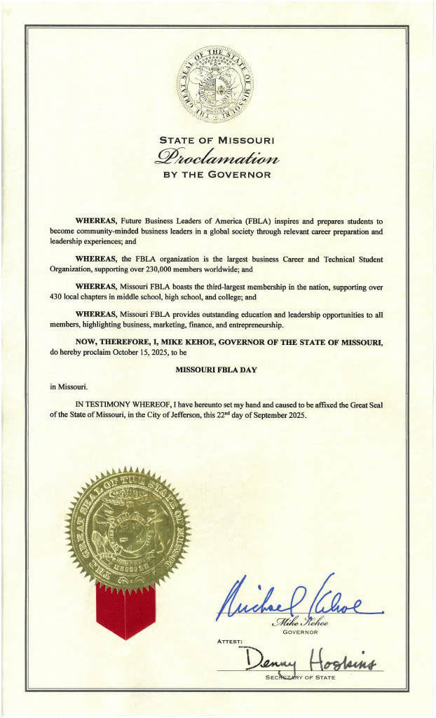 FBLA Day State of MO Proclamation 