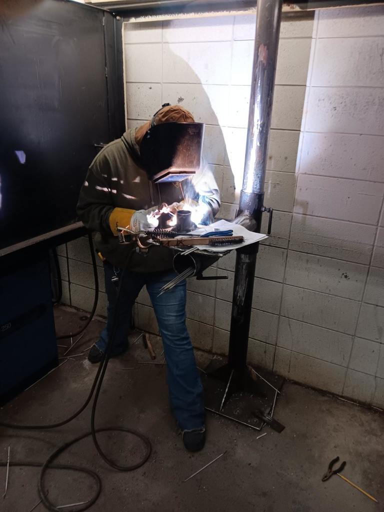 Samantha Berry (South Harrison) welds her gussets on with E7018