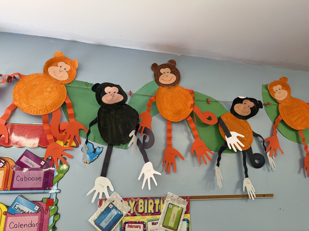 More art work of black and orange monkeys