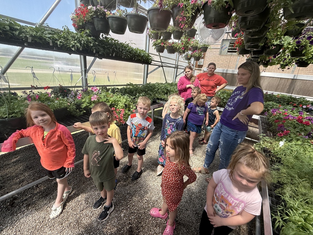Greenhouse flowers and kids