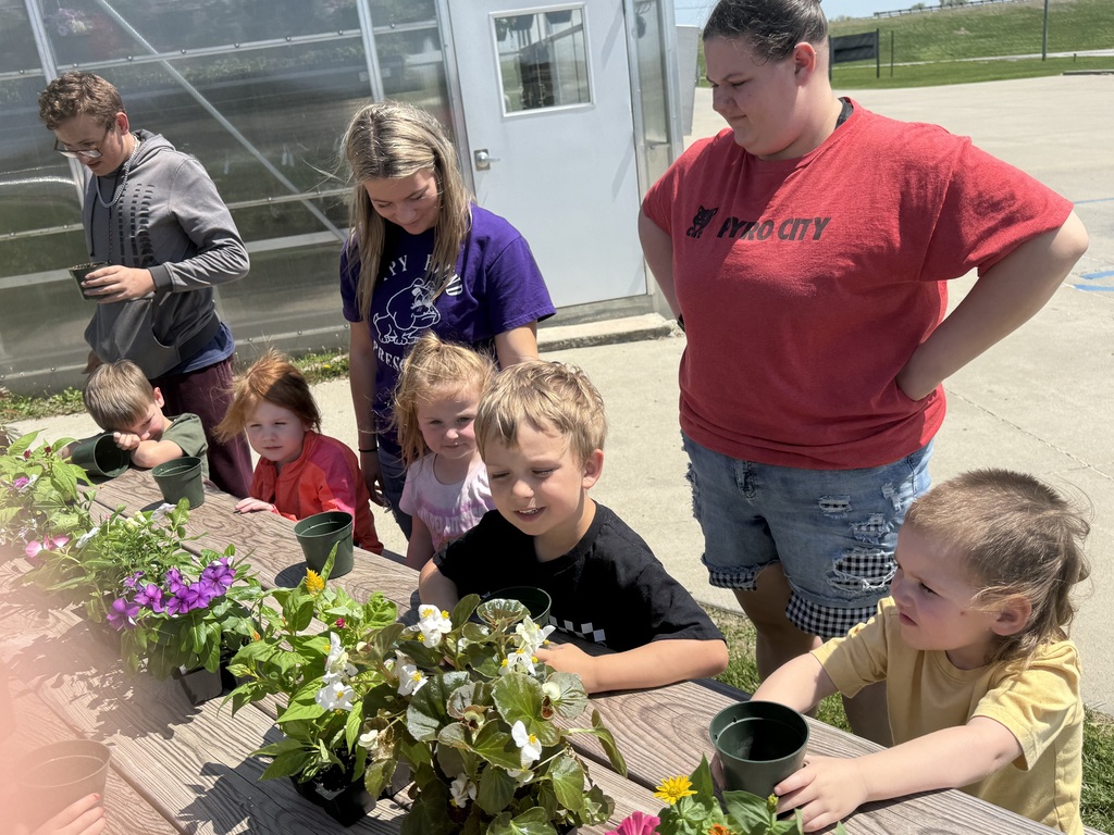 Greenhouse flowers and kids