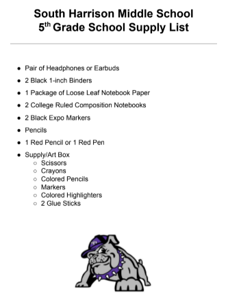 26-27 SHMS 5th Grade Supply List 