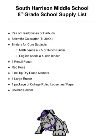 26-27 SHMS 8th Grade Supply List 