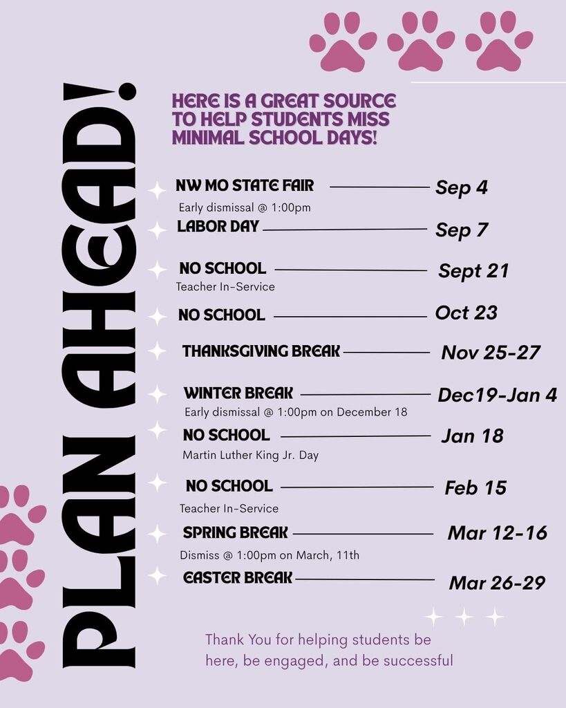 Special dates and no school days listed on a calendar for the rest of the 2026-2027 school year.