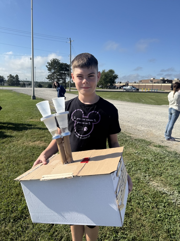 Mr. Bottcher middle school science students designed and built houses they thought could survive hurricane winds and rain. They has to think about the shape of the house, how to keep the roof on and how to protect it from wind and rain. They tested them with a leaf blower and watering cans!