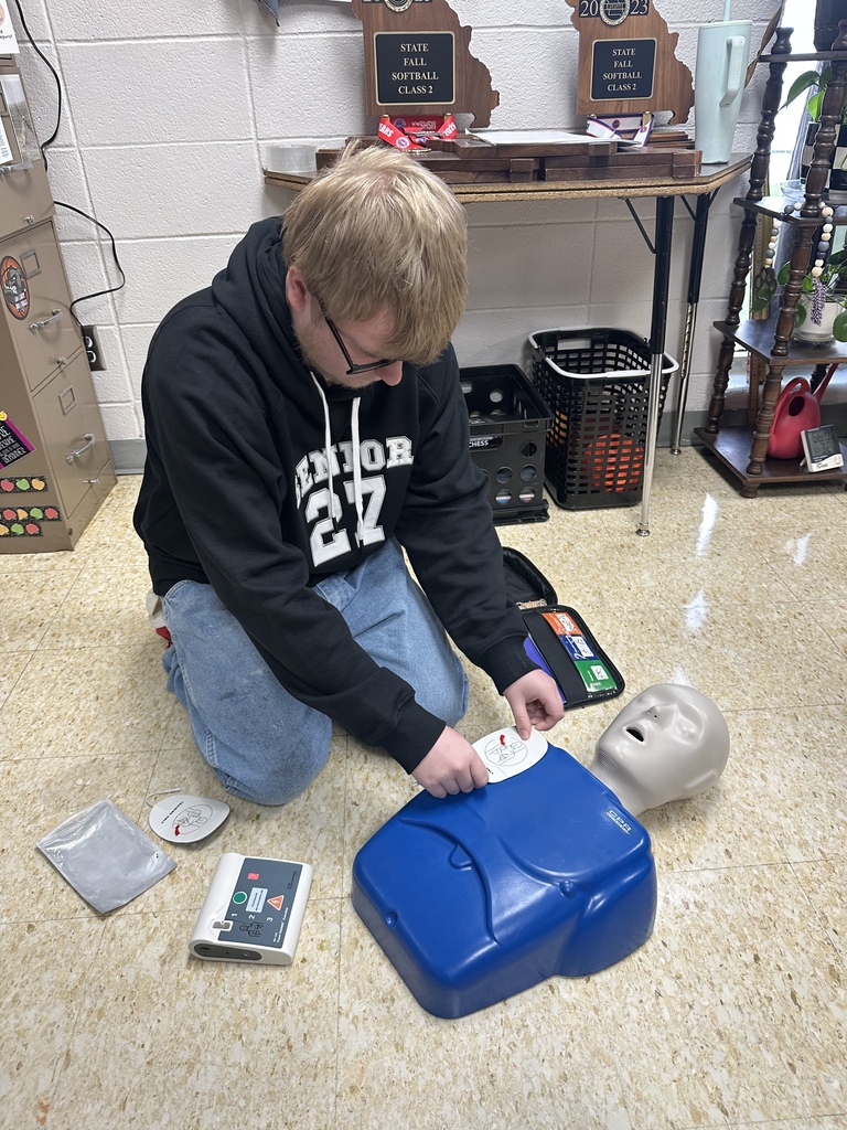 Student practices CPR on a mannequin