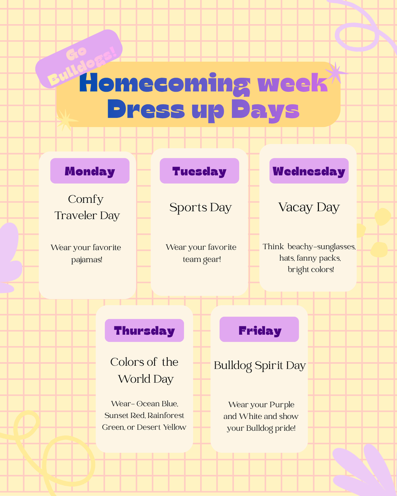 homecoming dress up week schedule