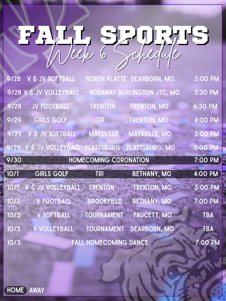 Schedule for week 6
