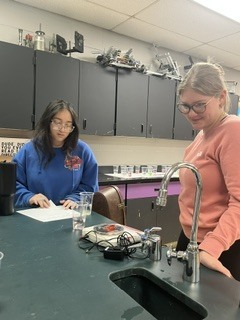 Students working on lab in class