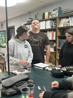 Students working on lab in class