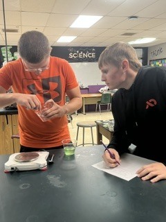 Students working on lab in class