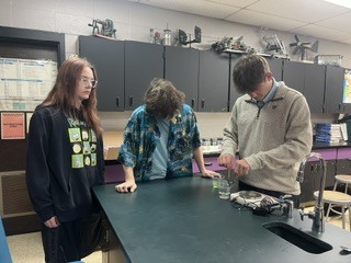 Students working on lab in class
