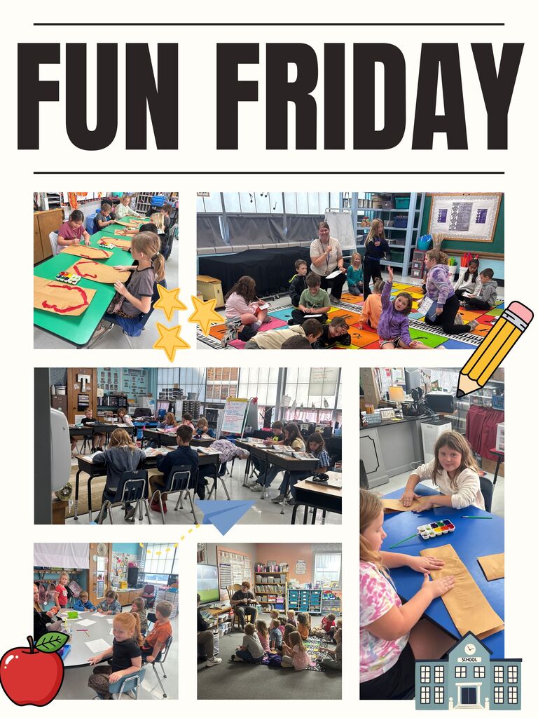 Collage showing pictures of elementary students for fun friday