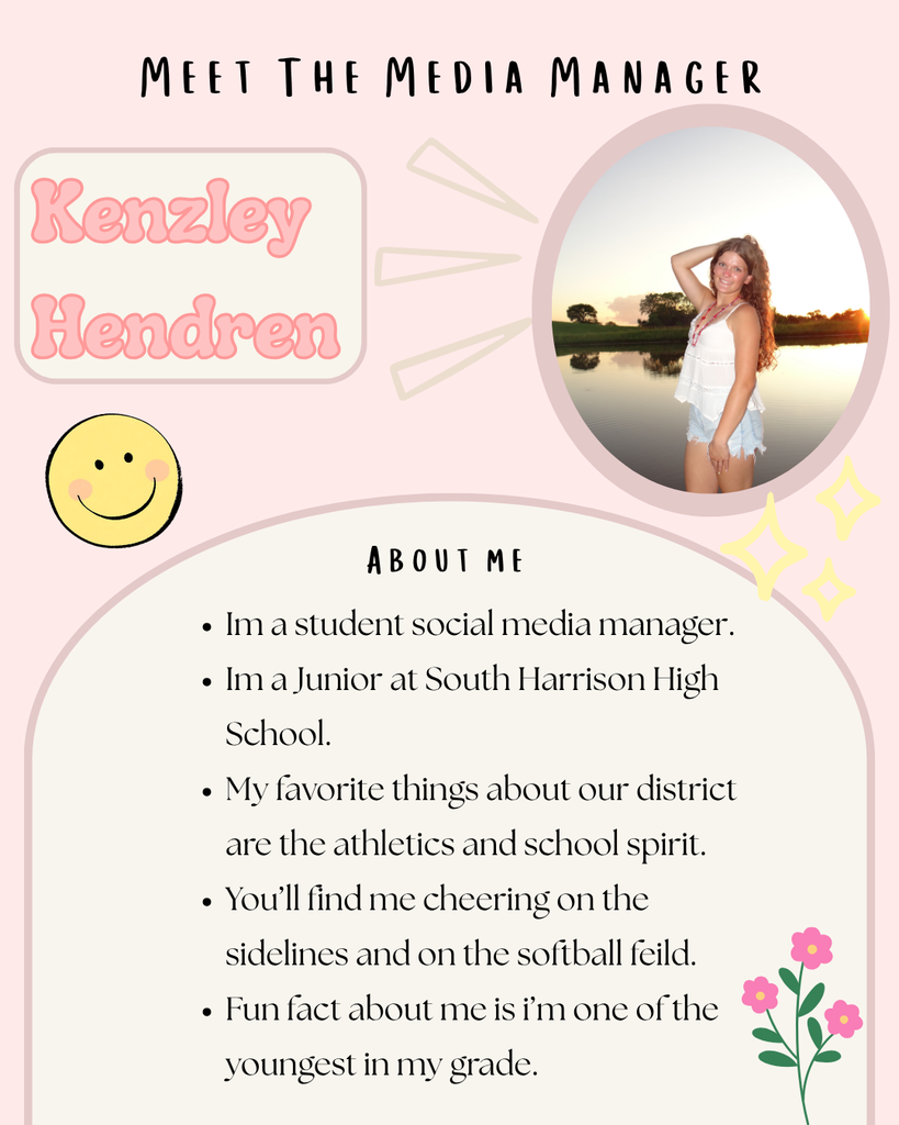information board on Kenzley Hendren who runs the social media page for Early childhood