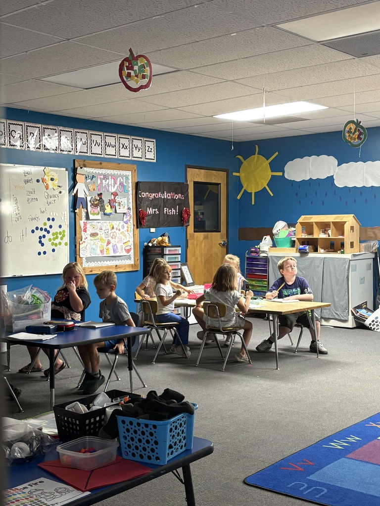 Students sitting at their tables in the classroom