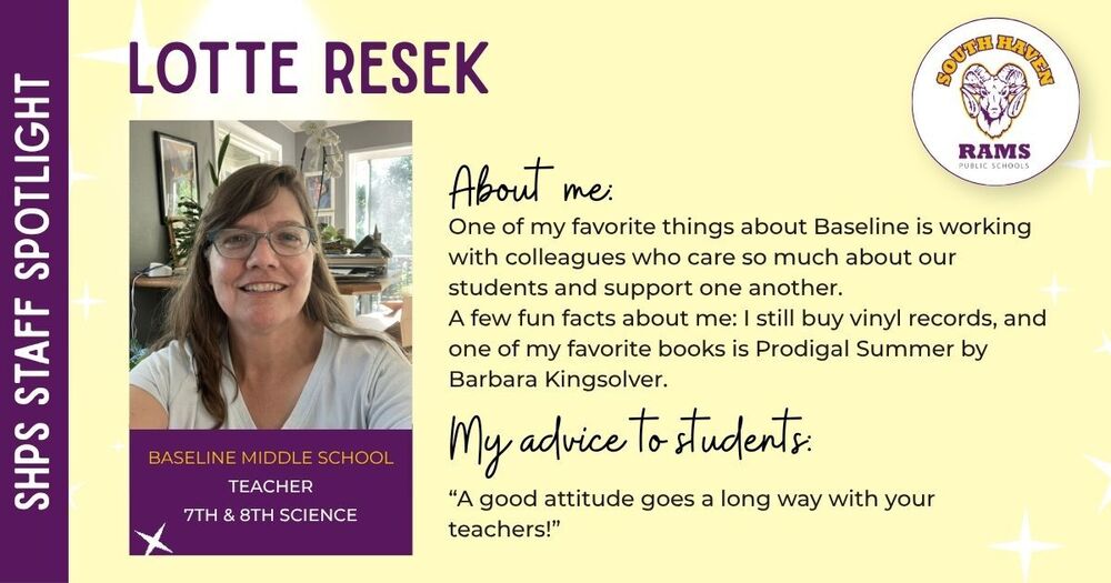 About Me for teacher Lotte Resek
