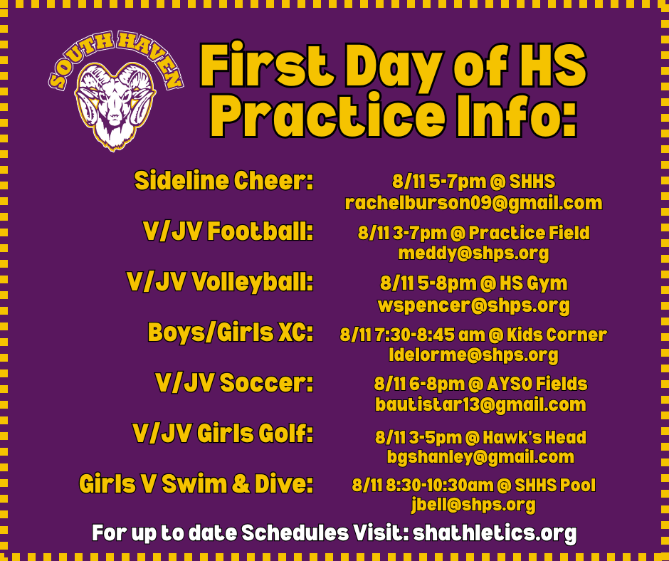 HS First Day of Practice Info