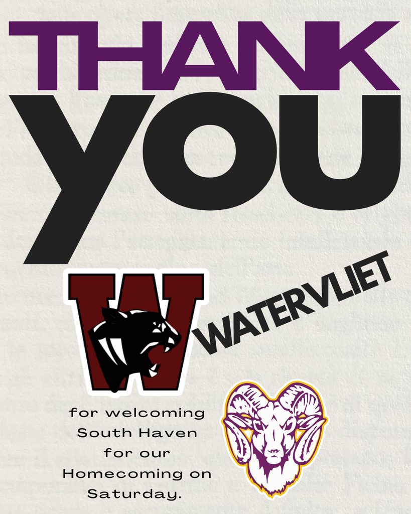 Thank you to Watervliet for welcoming South Haven for our Homecoming on Saturday