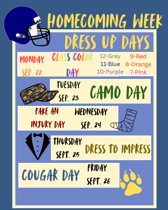 Homecoming 2025 Dress-Up Days Flyer