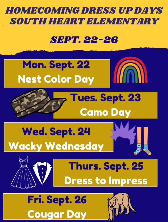 Elementary Homecoming 2025 dress-up days