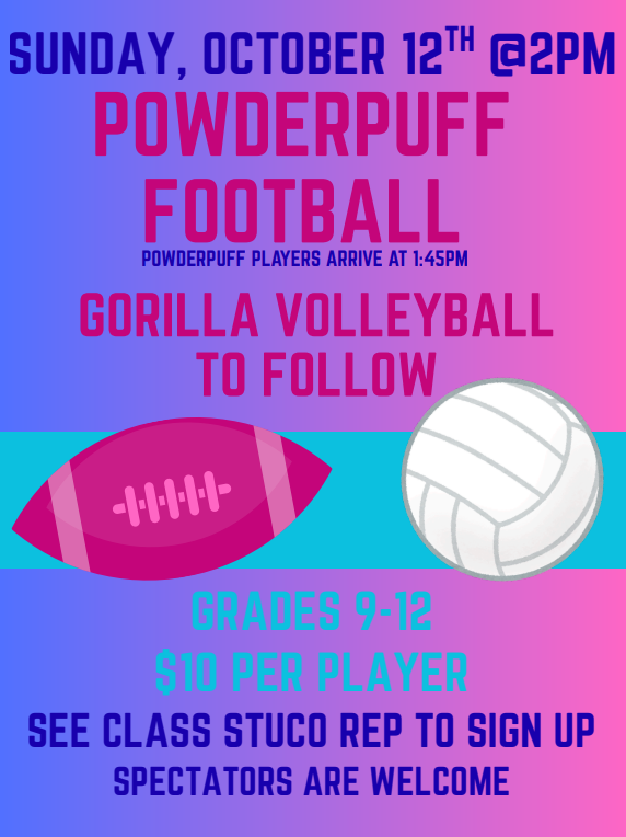 Powderpuff Football and Gorilla Volleyball Flyer